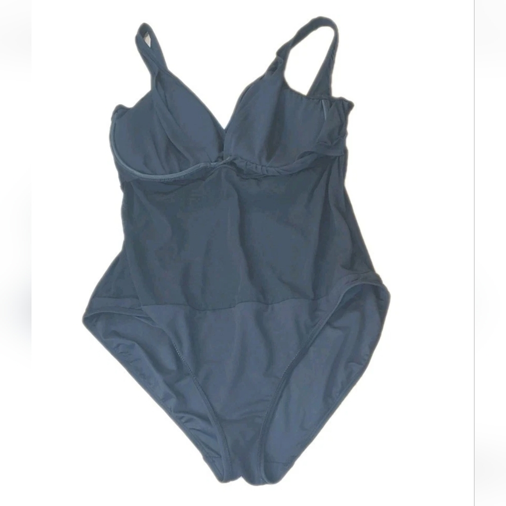 Lauren Ralph Lauren Twist Front Swimsuit Woman 16W Underwire Shaping Black Nwt - Picture 9 of 14